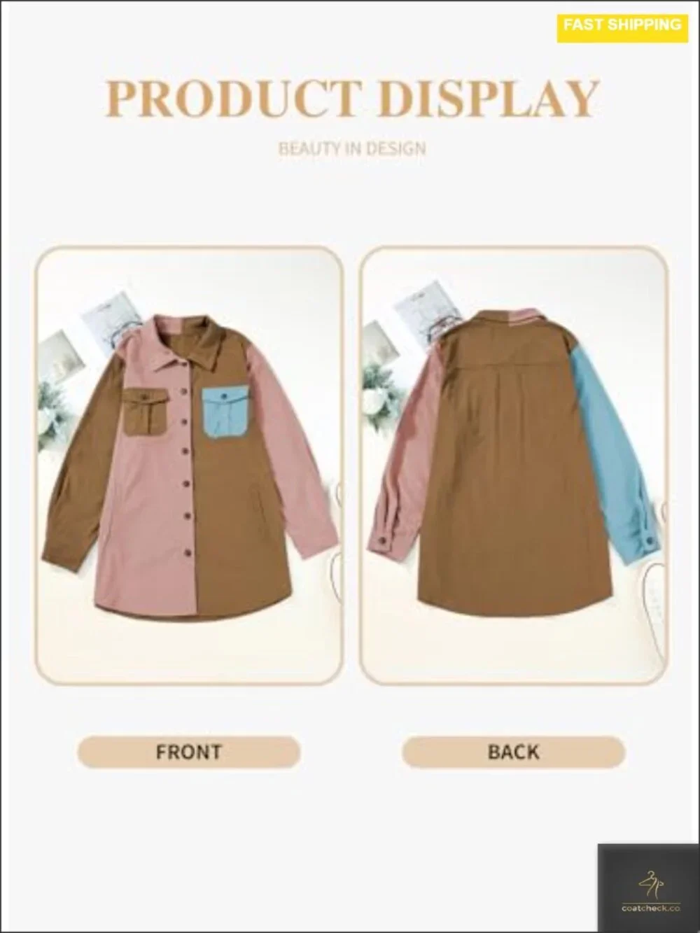 Plus Size Long Sleeve Button Down Boyfriend Plaid Shacket Jacket Coat_3